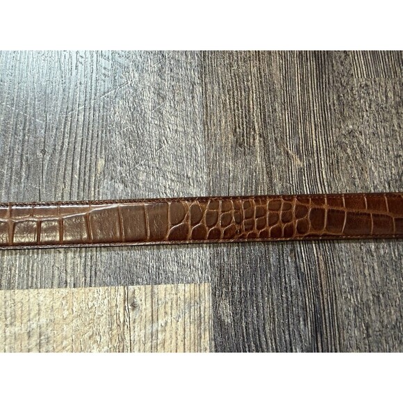 Genuine Leather Croc Embossed Belt Brown Gold Snaffle Bit Equestrian Horsebit L main image 6